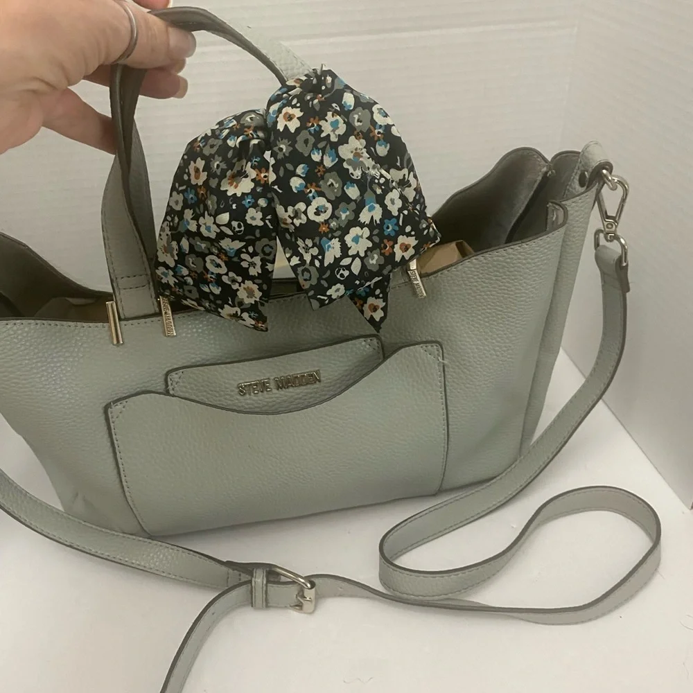 Steve Madden Gray Crossbody Bag with Removable Scarf
